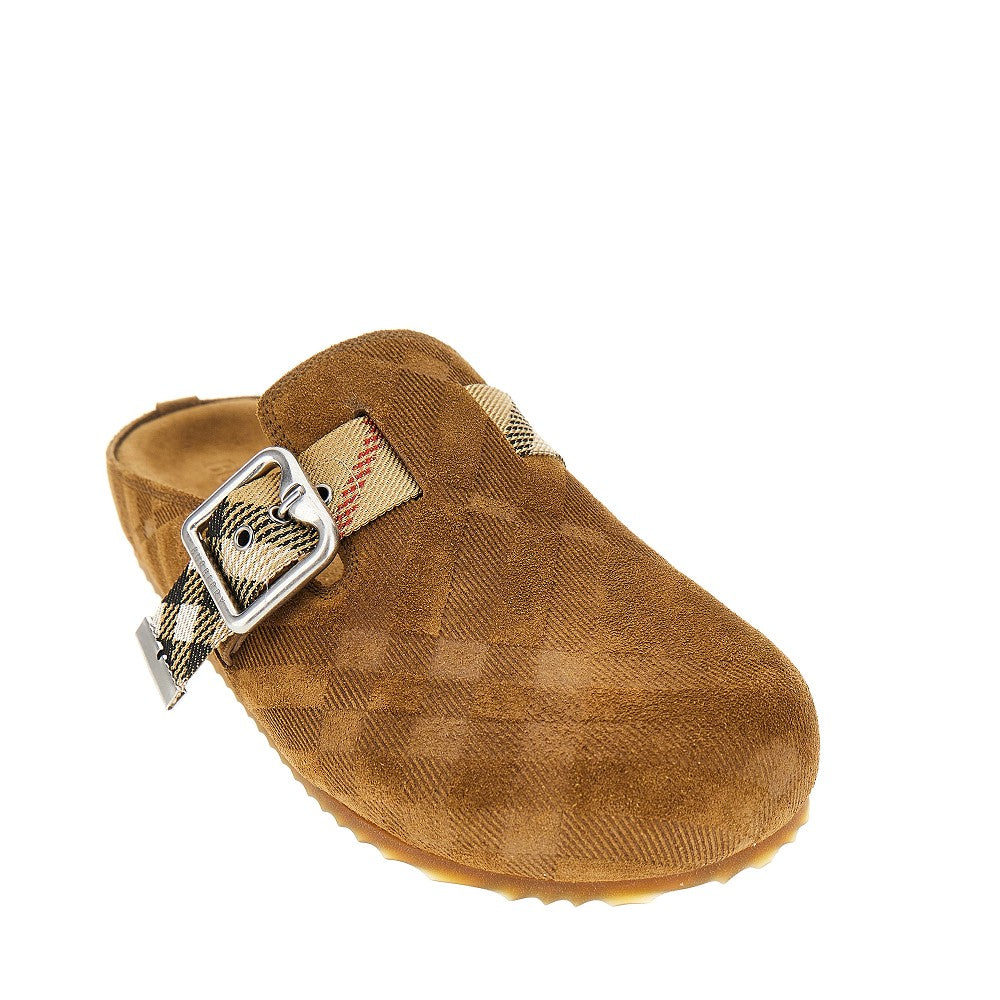 check suede leather urchin clogs