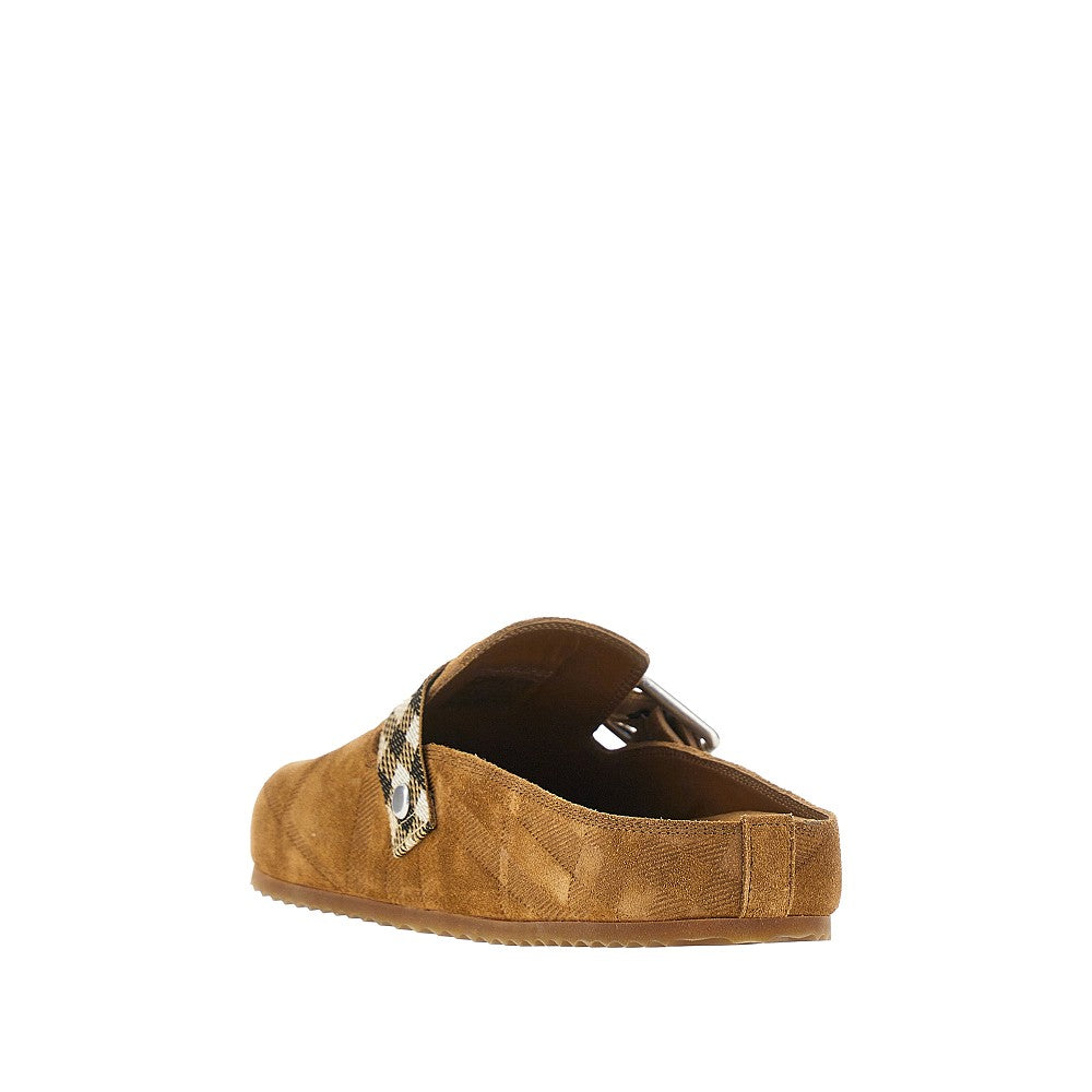 check suede leather urchin clogs