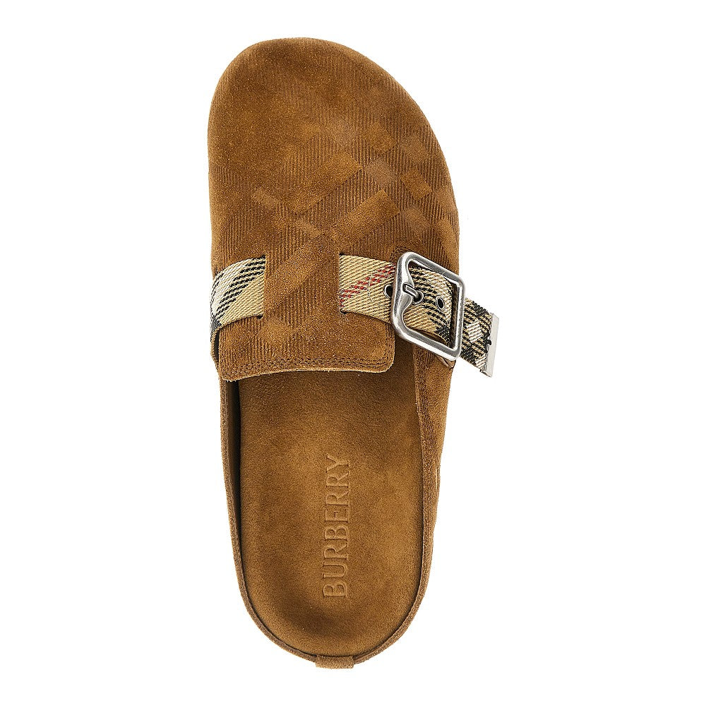 check suede leather urchin clogs