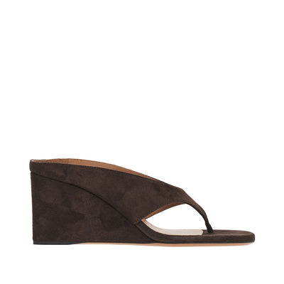suede leather cube thong mules