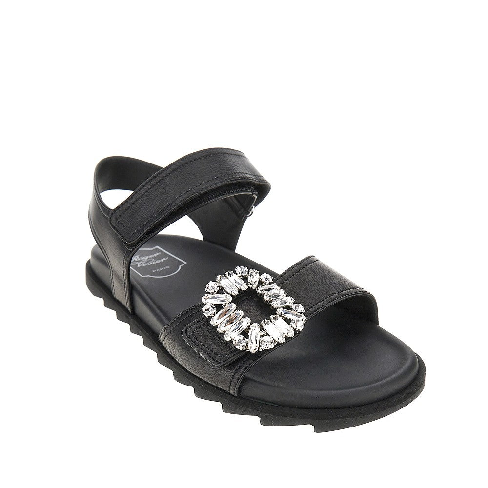 ROGER VIVIER 36 viv strass leather sandals