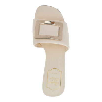 ROGER VIVIER 36 vivchoc buckle nappa leather slides