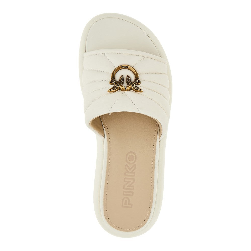 PINKO 36 love birds nappa leather slides