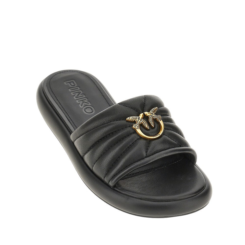 PINKO 36 love birds nappa leather slides