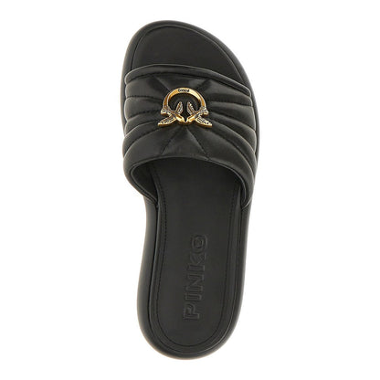 PINKO 36 love birds nappa leather slides