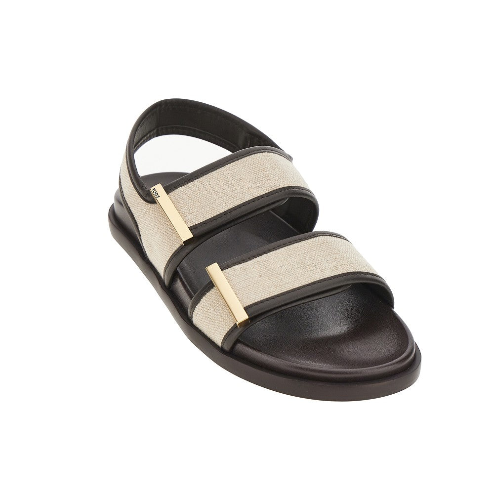 canvas and leather sandals