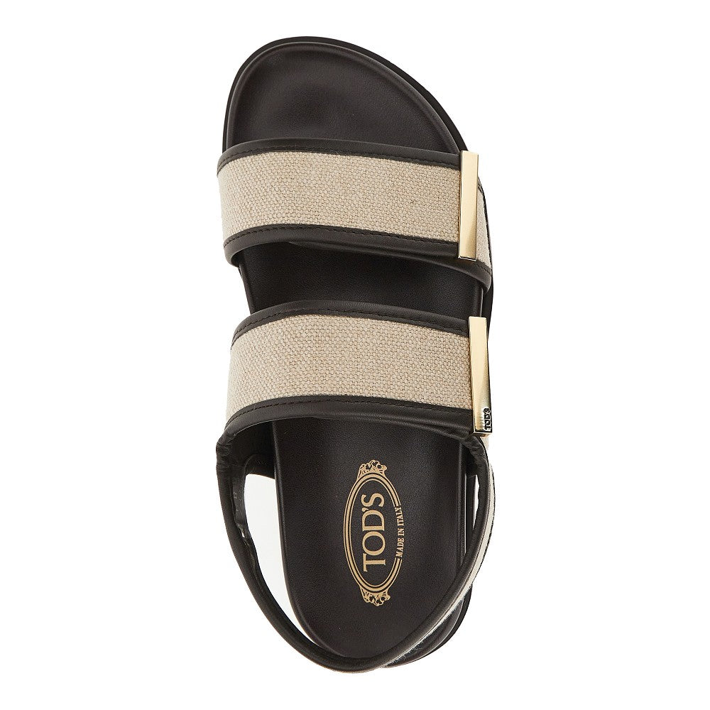 canvas and leather sandals