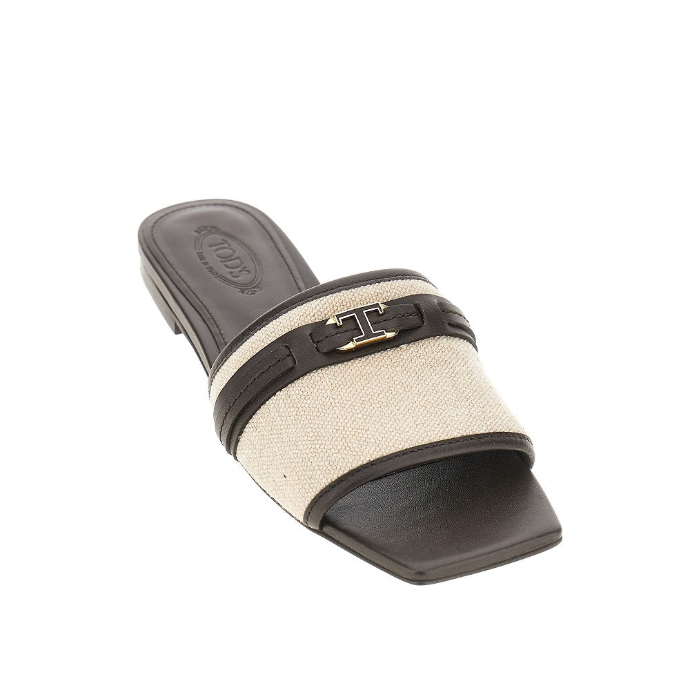 TODS 36 t timeless leather and canvas slides