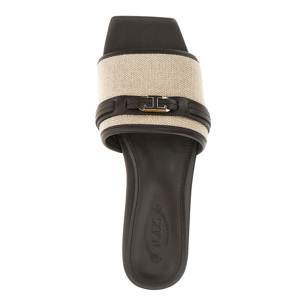 t timeless leather and canvas slides