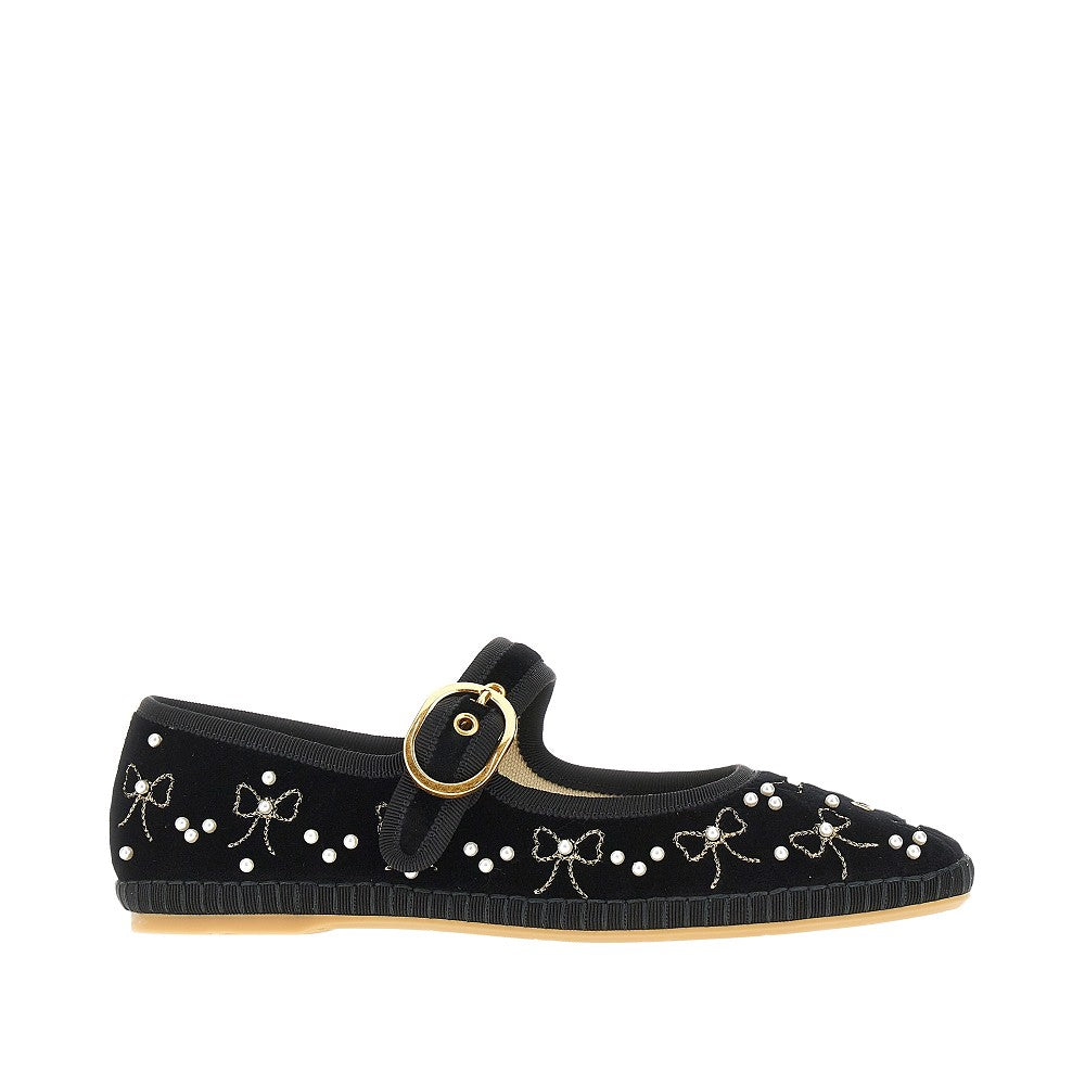 VALENTINO GARAVANI 36 endouce velvet mary-jane ballet flats