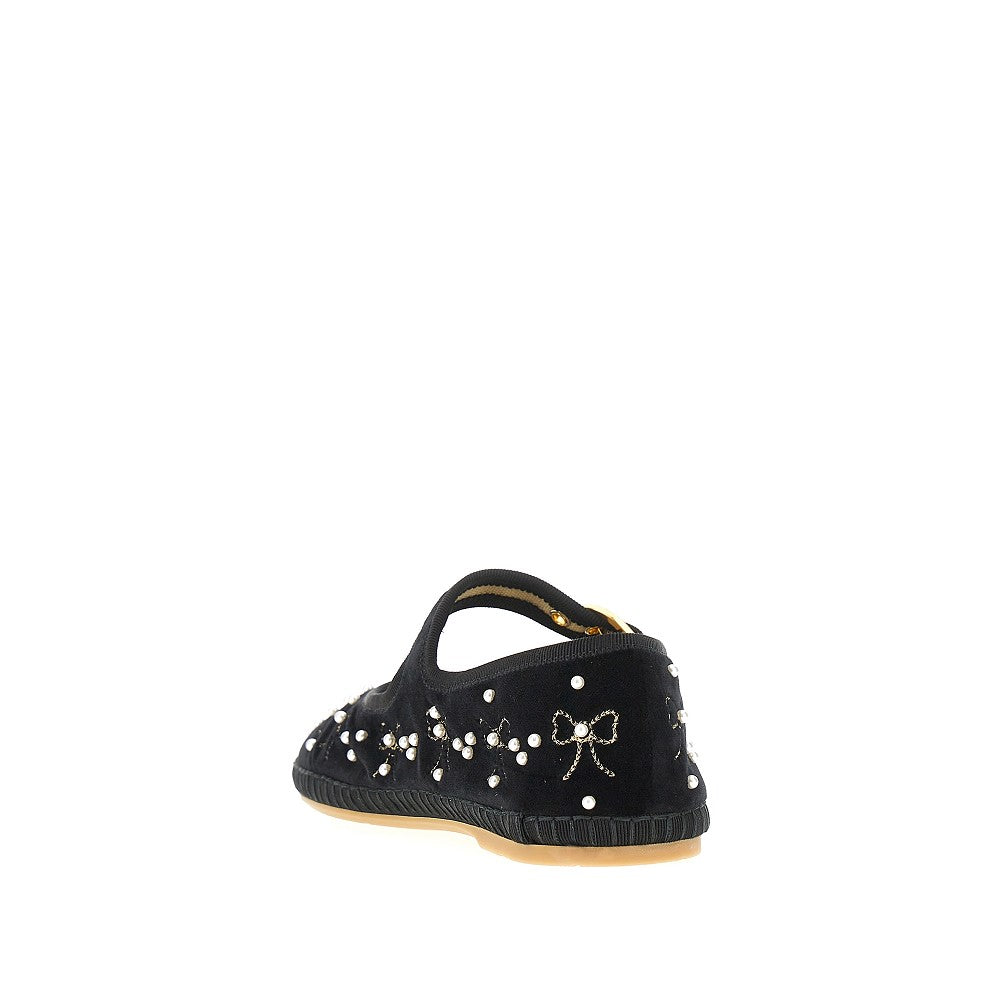 VALENTINO GARAVANI 36 endouce velvet mary-jane ballet flats