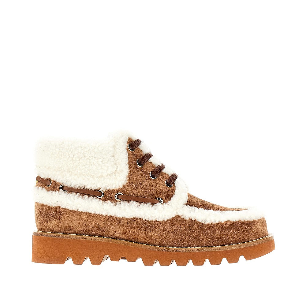 VALENTINO GARAVANI 41 shearling and suede boots