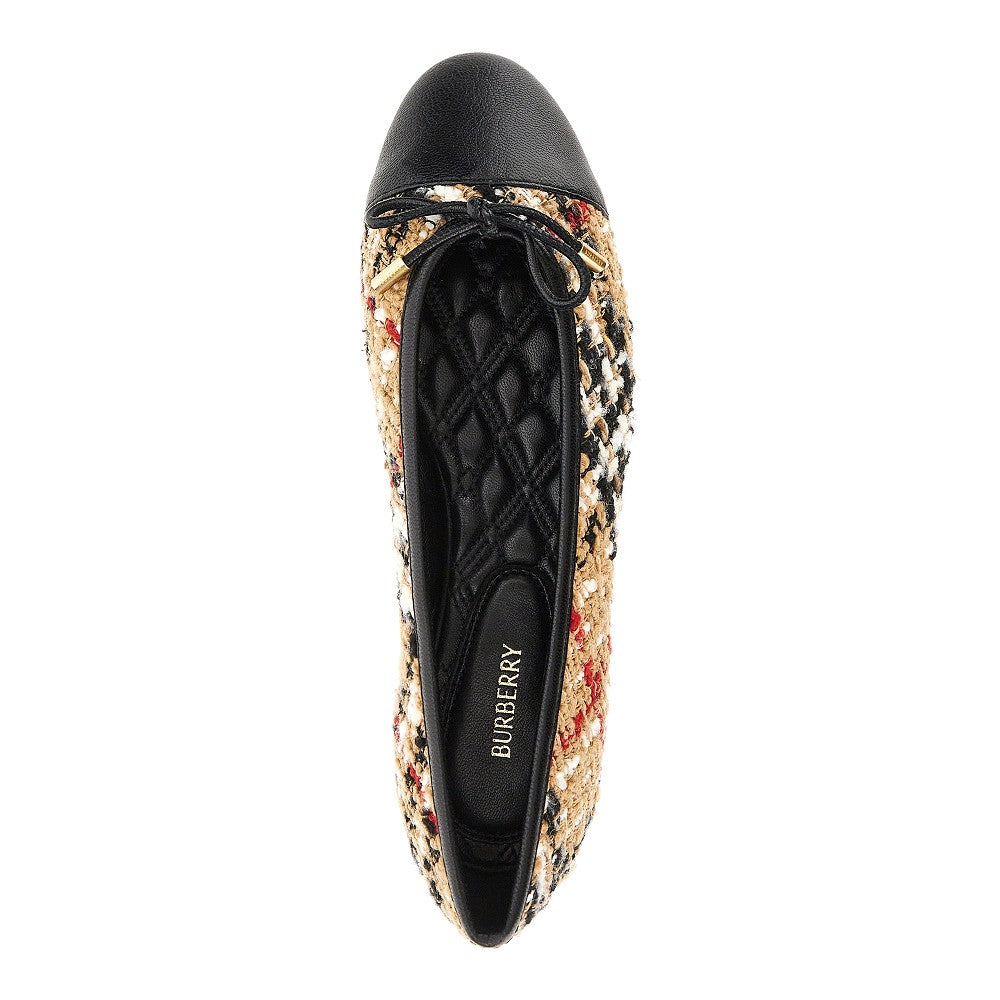 check bouclé and leather highgate ballerinas