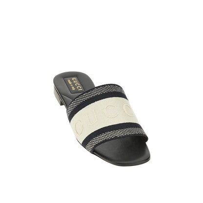 GUCCI 36 logo embroidery fabric slides