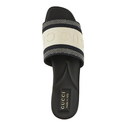 GUCCI 36 logo embroidery fabric slides