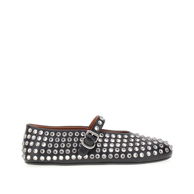 strass-embellished leather ballerinas