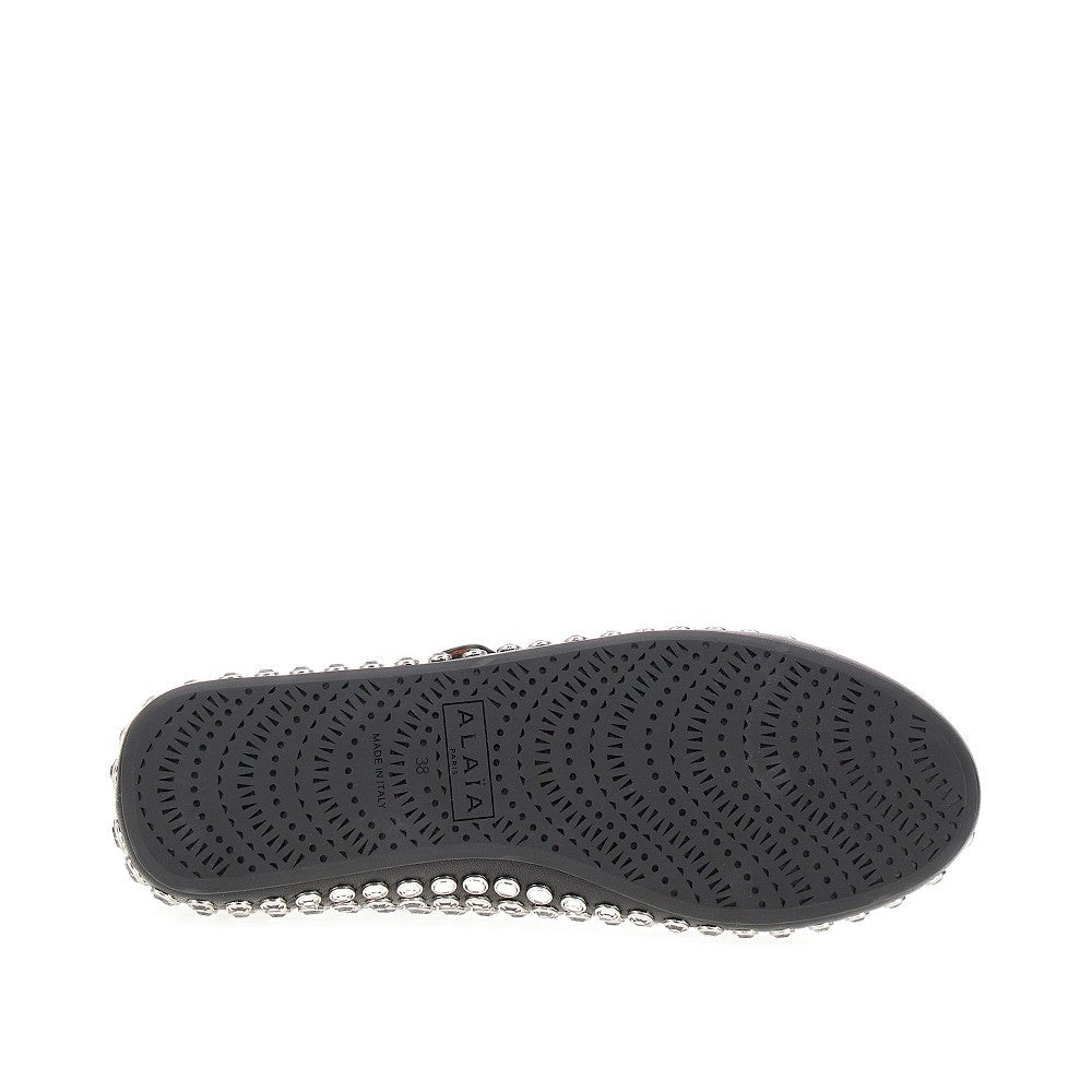 strass-embellished leather ballerinas