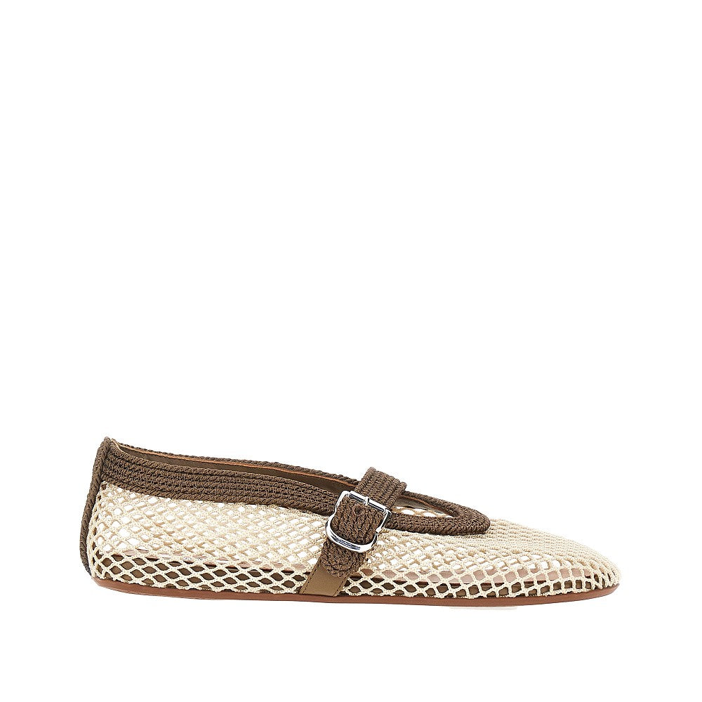 ALAIA 36 satin cord and net ballet flats