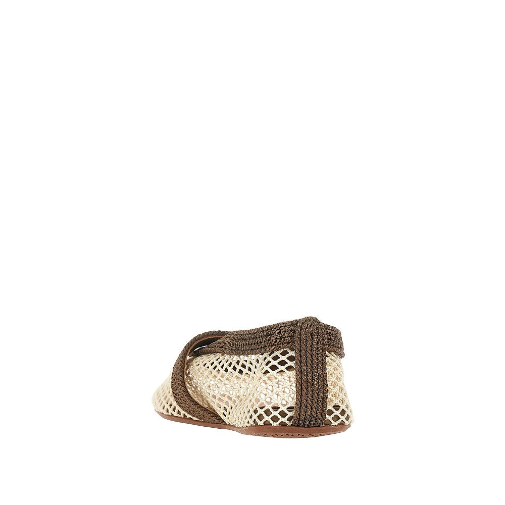 satin cord and net ballet flats