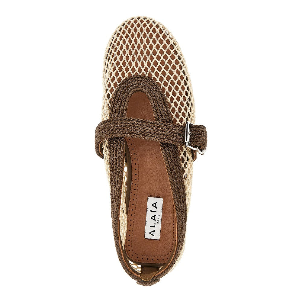 satin cord and net ballet flats