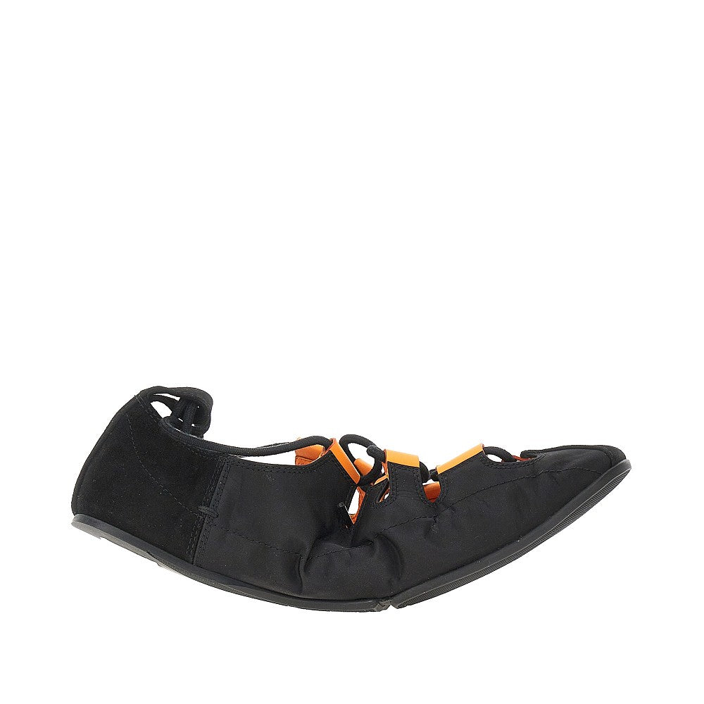 nylon and suede leather laced ballerinas