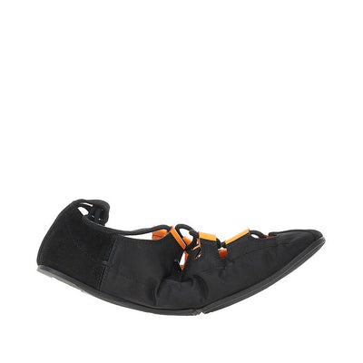 nylon and suede leather laced ballerinas