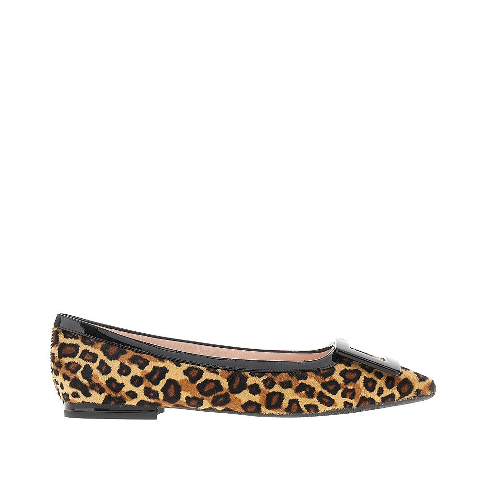 ROGER VIVIER 36+ leopard calfhair gommettine ballet flats