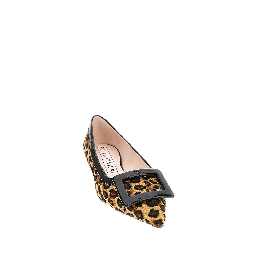 ROGER VIVIER 36+ leopard calfhair gommettine ballet flats