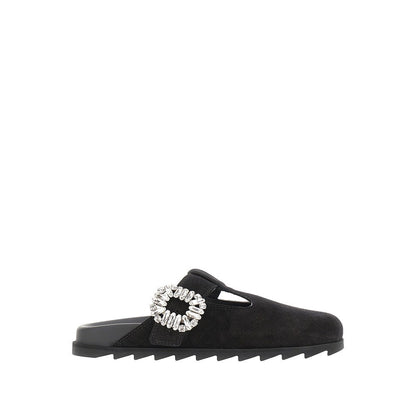 ROGER VIVIER 41 slidy viv suede leather mules