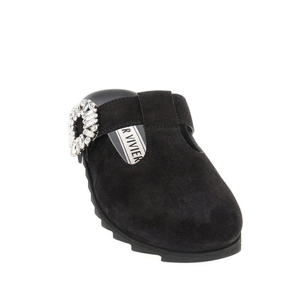 ROGER VIVIER 41 slidy viv suede leather mules