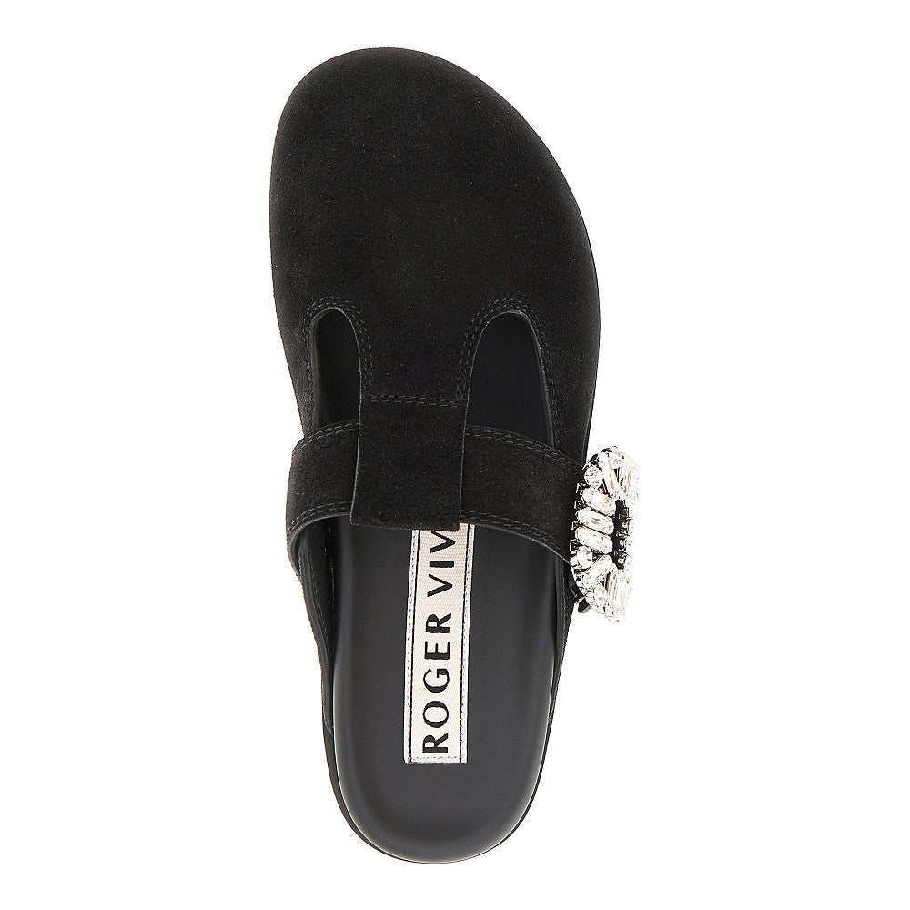 ROGER VIVIER 41 slidy viv suede leather mules