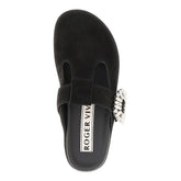 ROGER VIVIER 41 slidy viv suede leather mules