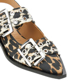 GANNI 36 leopard satin slingback ballerinas