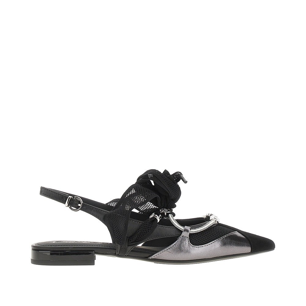 leather and mesh slingbacks