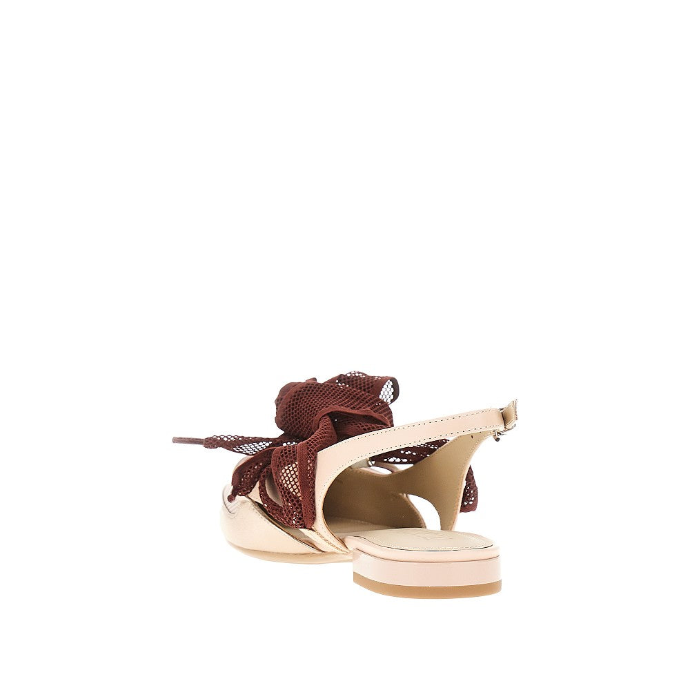 leather and mesh slingbacks