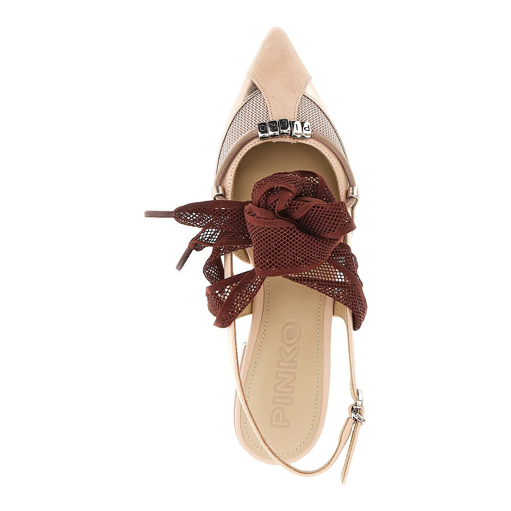PINKO 36 leather and mesh slingbacks