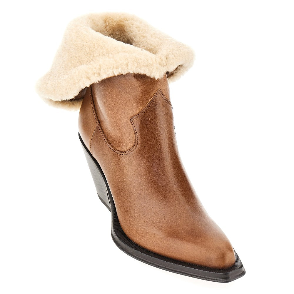azelan leather and shearling boots