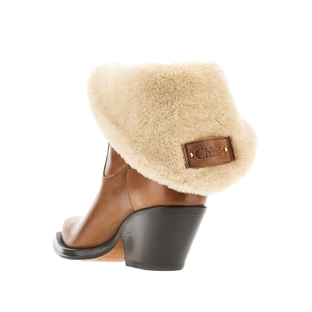azelan leather and shearling boots