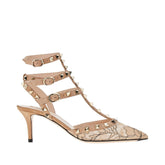 VALENTINO GARAVANI 37 lace and suede leather rockstud pump