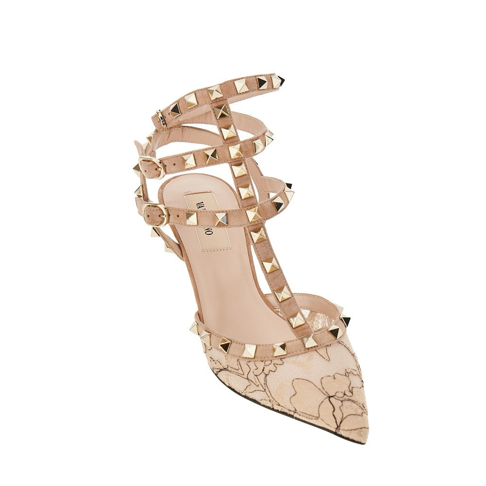 VALENTINO GARAVANI 37 lace and suede leather rockstud pump