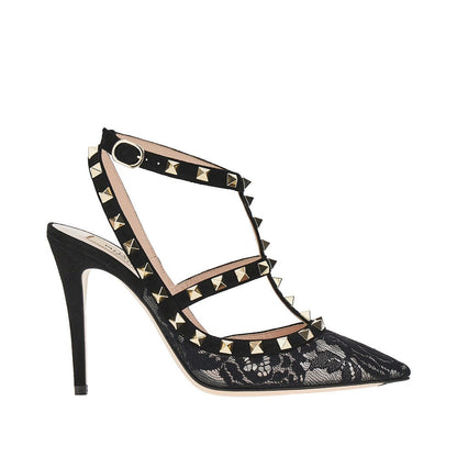 VALENTINO GARAVANI 36+ lace and suede leather rockstud pump