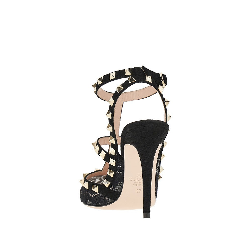 VALENTINO GARAVANI 36+ lace and suede leather rockstud pump