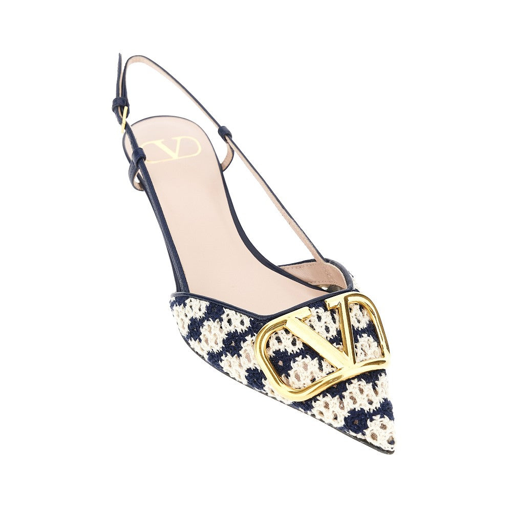 VALENTINO GARAVANI 36 crochet fabric slingback pumps