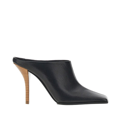 squared-toe leather mules