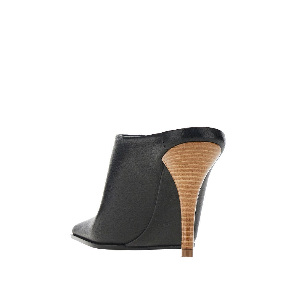 squared-toe leather mules