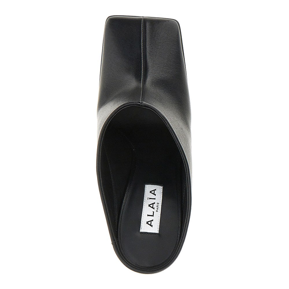 squared-toe leather mules