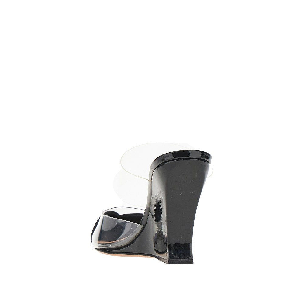 pvc and leather le coeur wedge mules