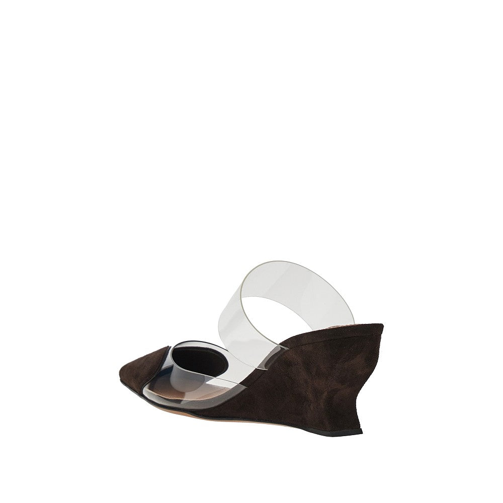 suede leather le coeur wedge mules