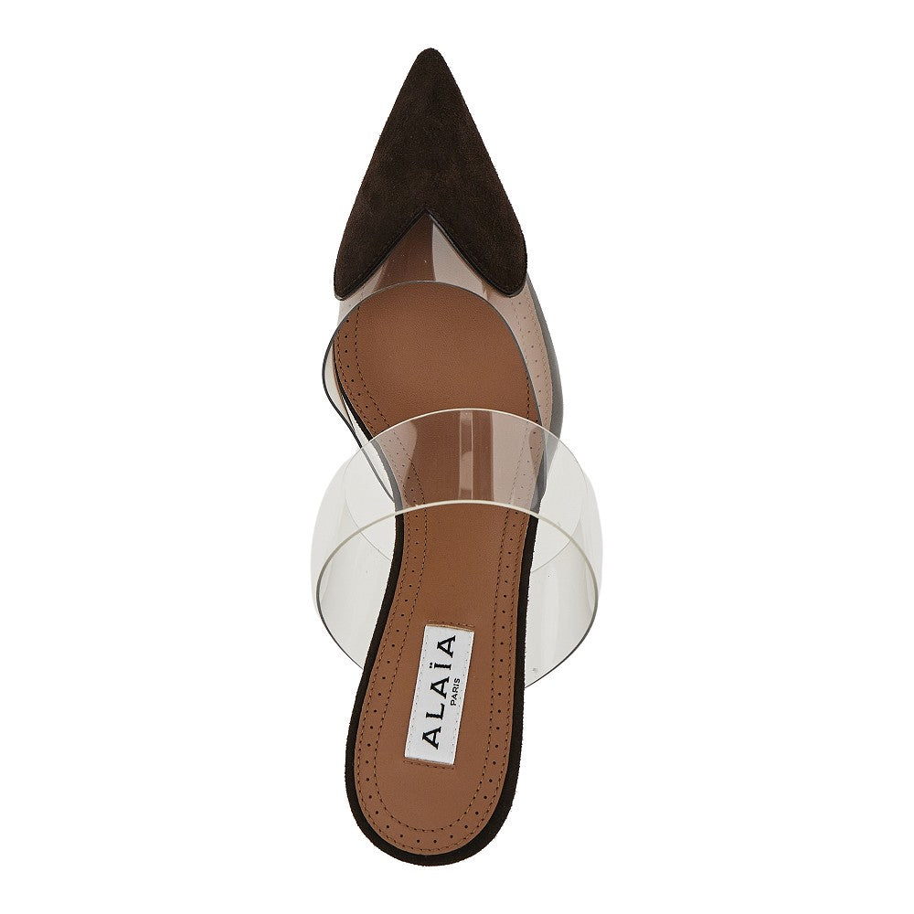 suede leather le coeur wedge mules