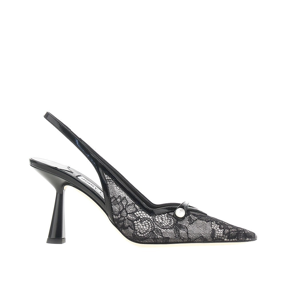 JIMMY CHOO 37 amita 85 lace slingback pumps